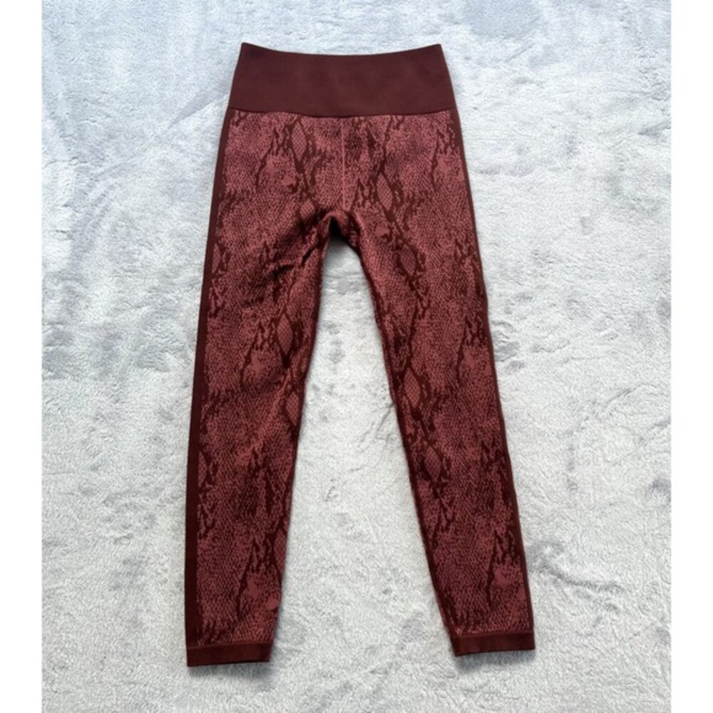 Fabletics Leggings Womens S Burgundy Snakeskin‎ Print 7/8 High Waisted Seamless